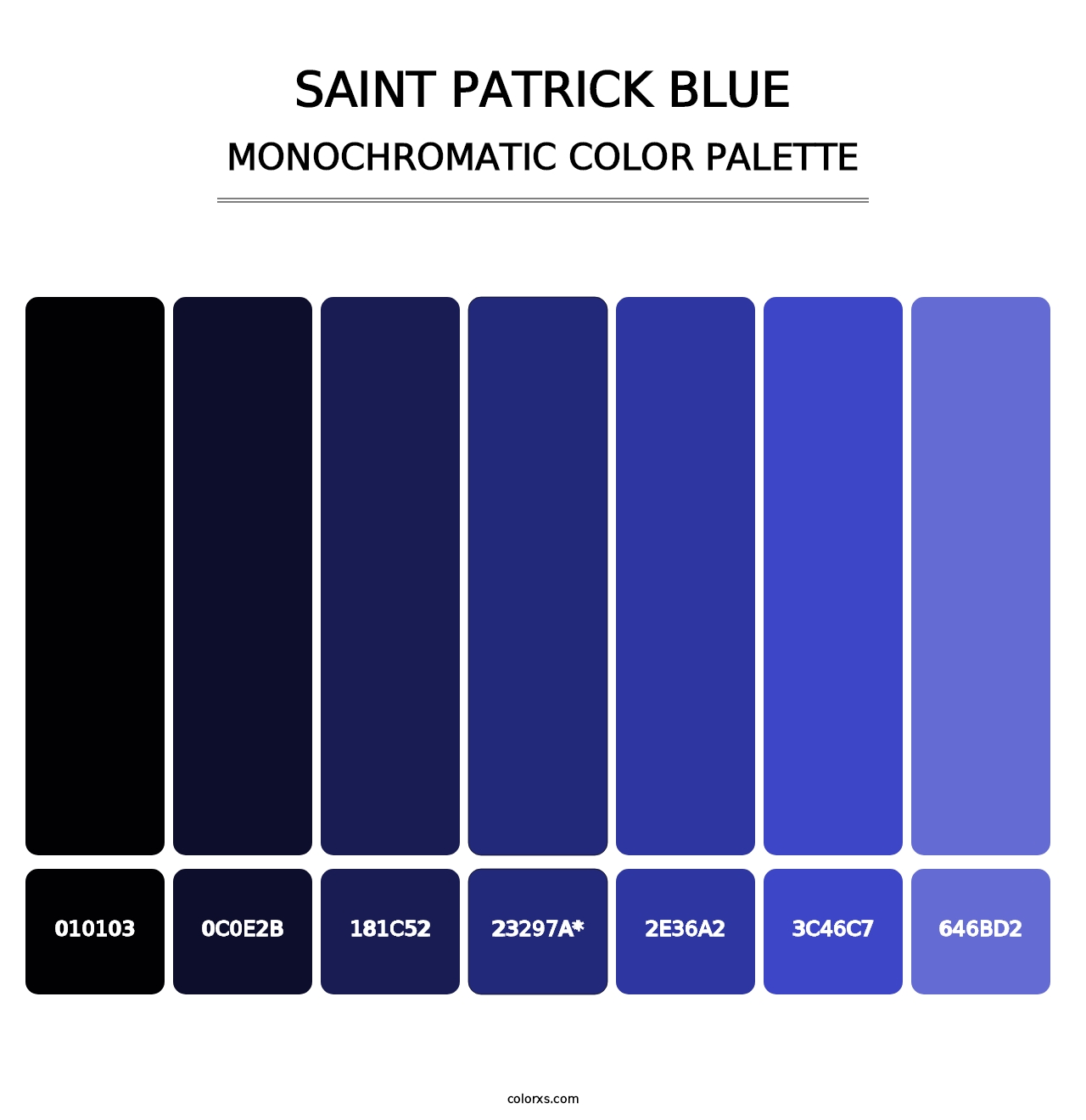 Saint Patrick Blue - Monochromatic Color Palette