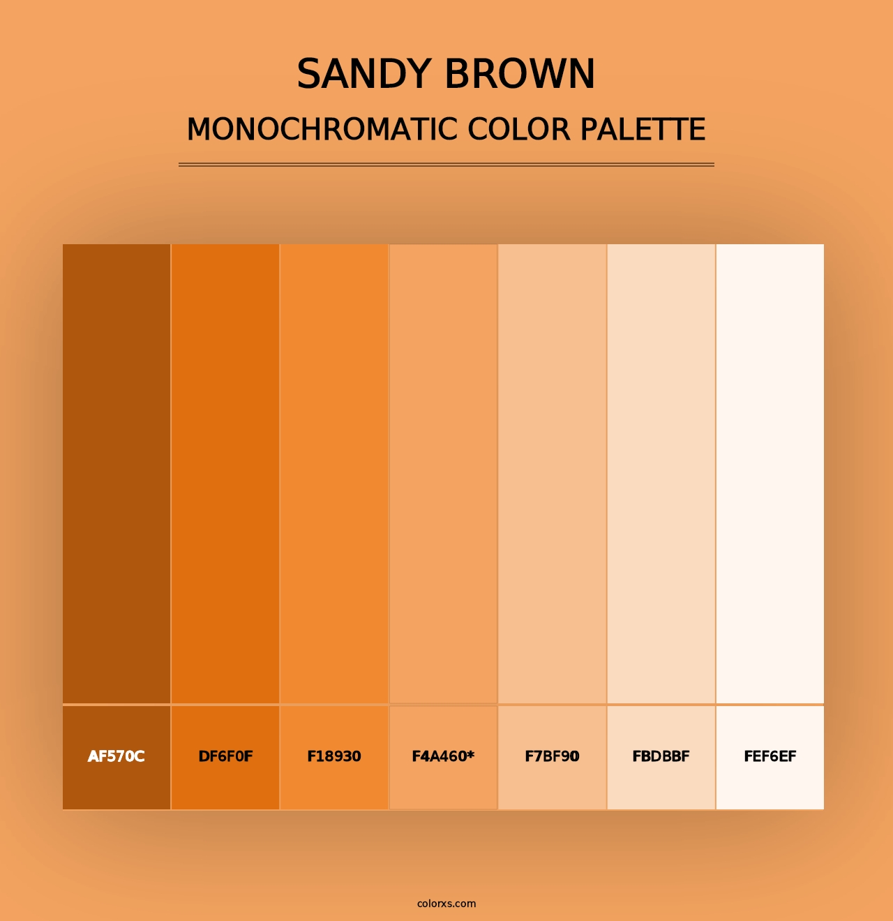 Sandy Brown - Monochromatic Color Palette