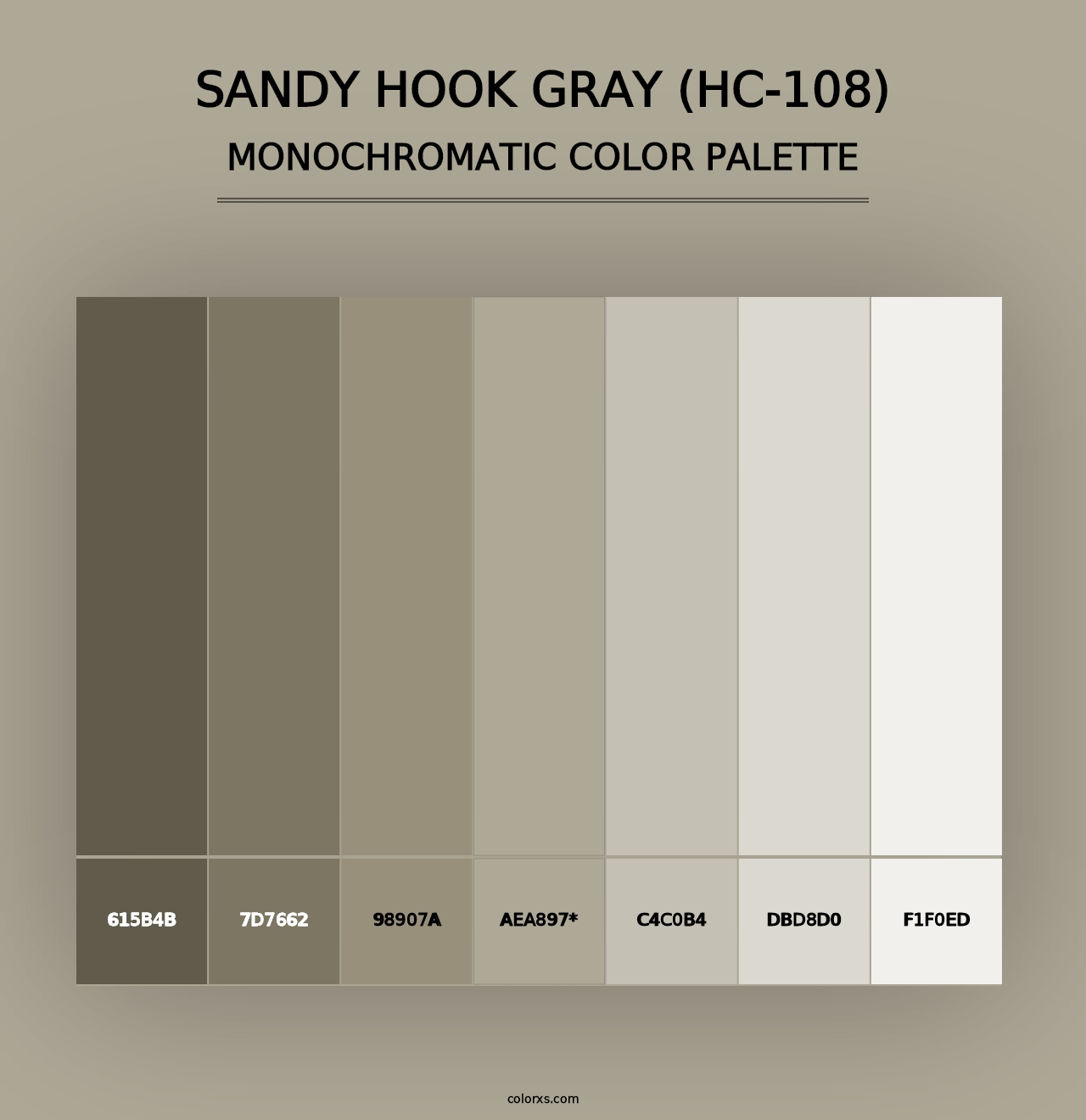 Sandy Hook Gray (HC-108) - Monochromatic Color Palette