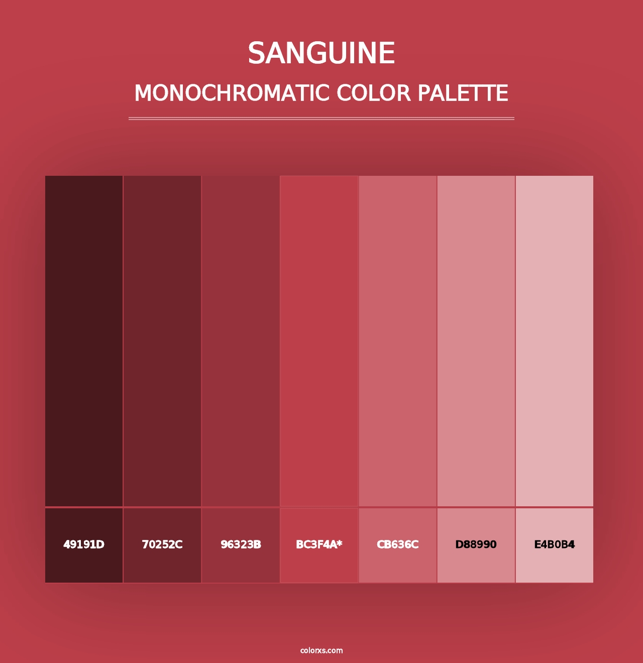 Sanguine - Monochromatic Color Palette