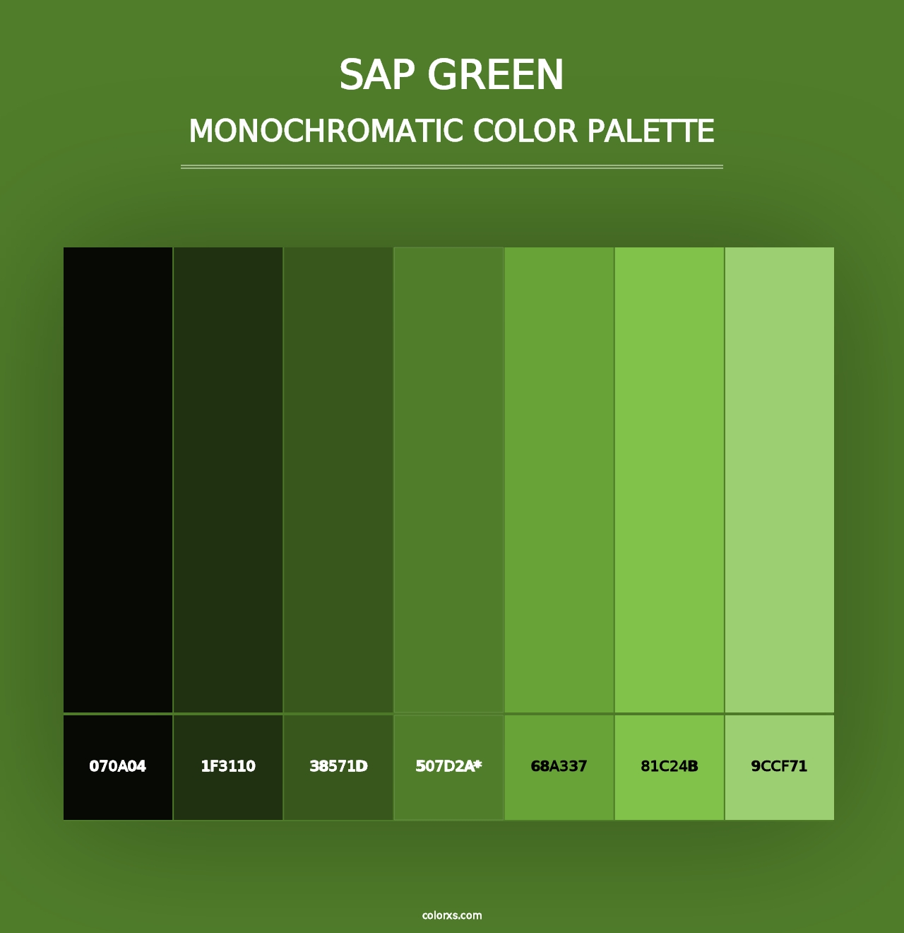 Sap Green - Monochromatic Color Palette