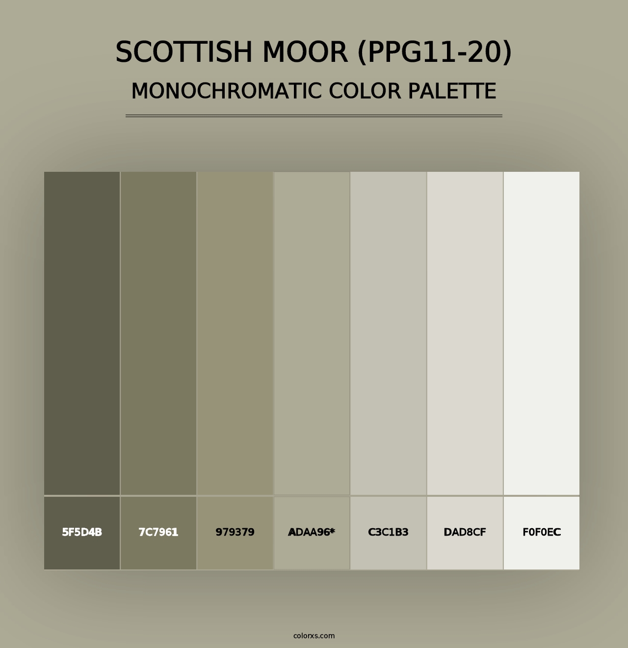 Scottish Moor (PPG11-20) - Monochromatic Color Palette