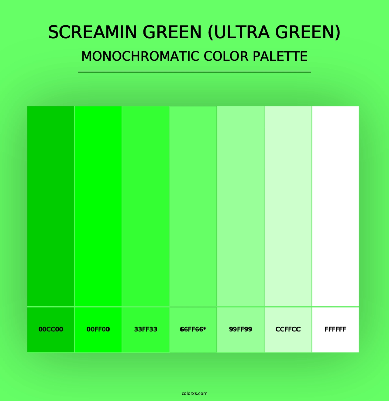 Screamin Green (Ultra Green) - Monochromatic Color Palette