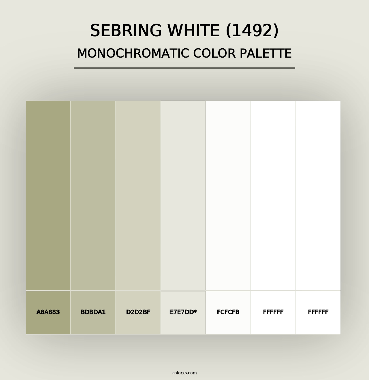 Sebring White (1492) - Monochromatic Color Palette