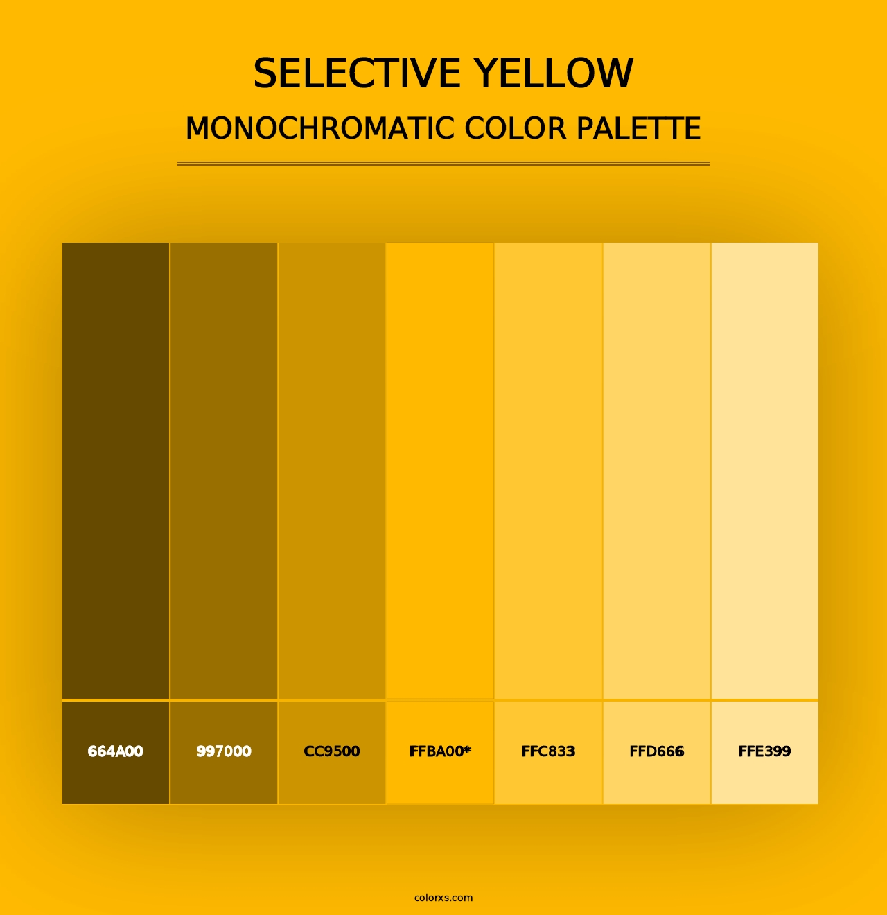 Selective yellow - Monochromatic Color Palette