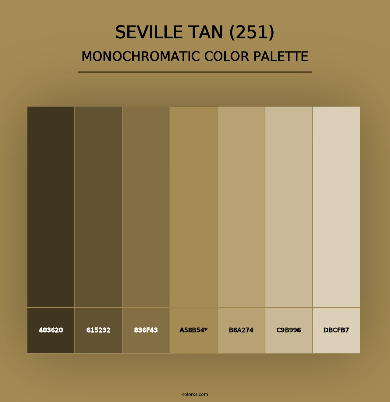 Seville Tan (251) - Monochromatic Color Palette