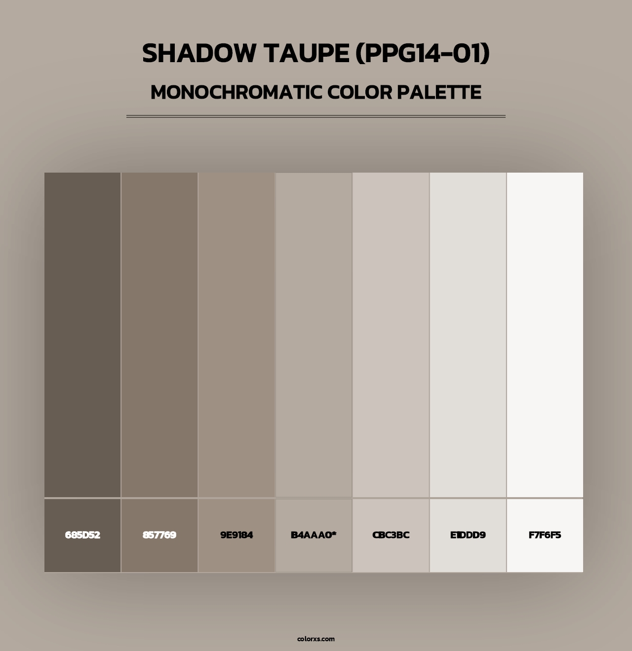 Shadow Taupe (PPG14-01) - Monochromatic Color Palette