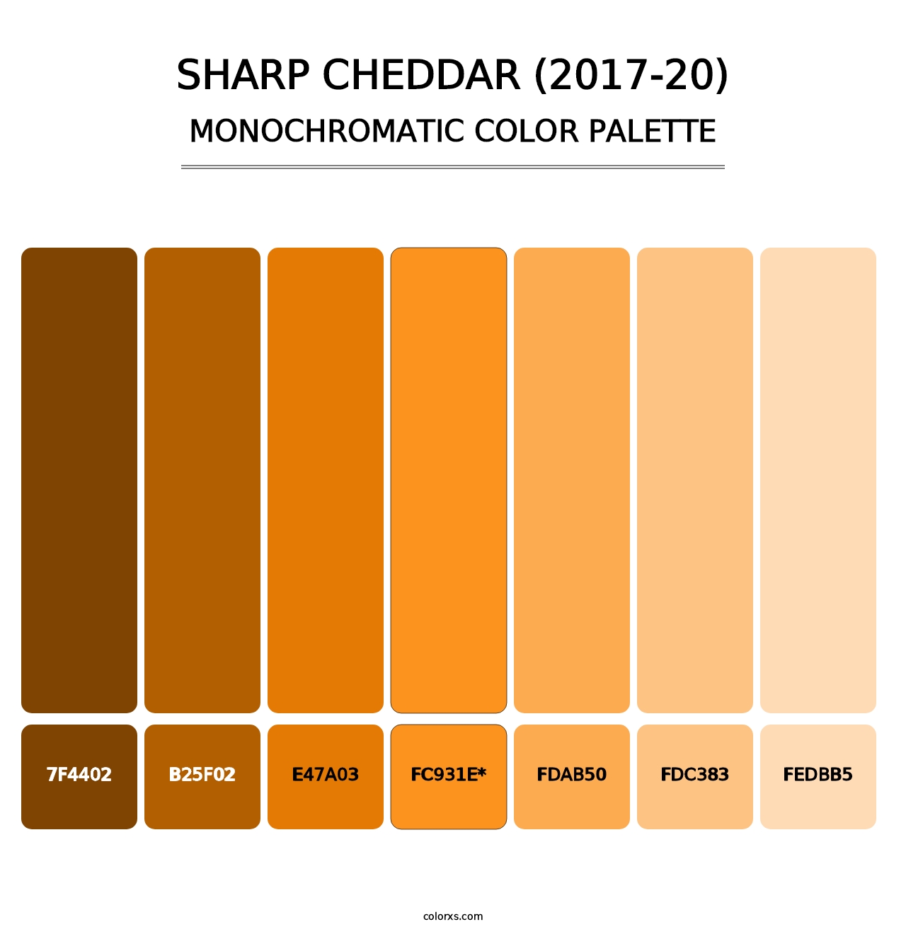 Sharp Cheddar (2017-20) - Monochromatic Color Palette