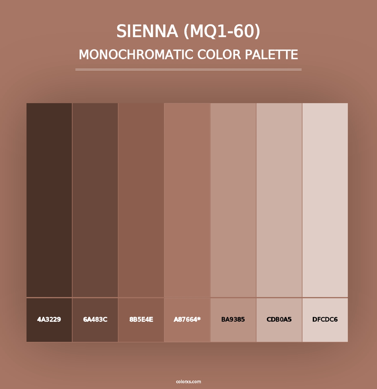 Sienna (MQ1-60) - Monochromatic Color Palette