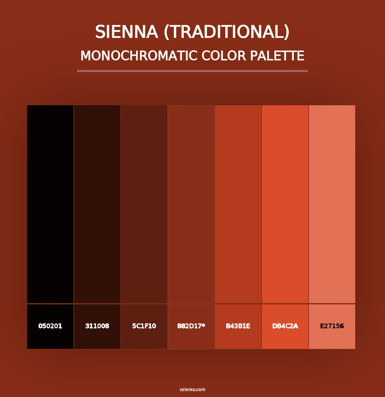 Sienna (Traditional) - Monochromatic Color Palette