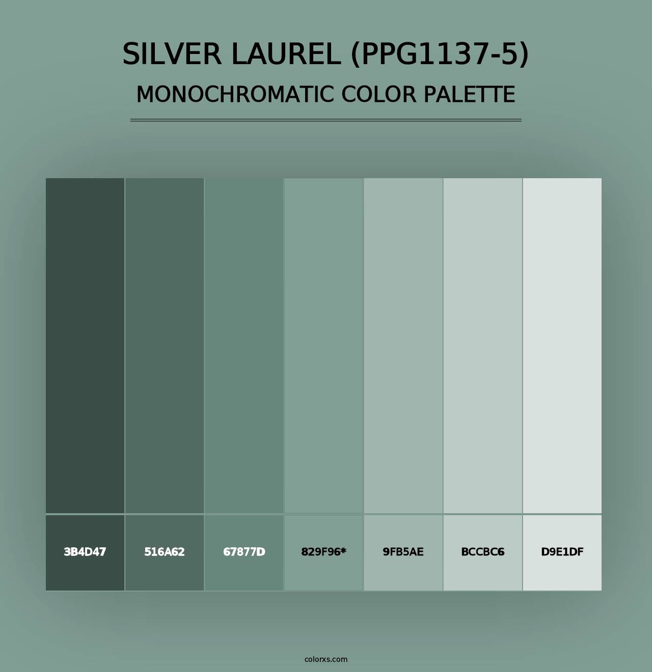 Silver Laurel (PPG1137-5) - Monochromatic Color Palette