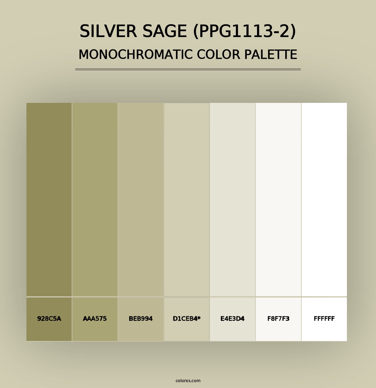 Silver Sage (PPG1113-2) - Monochromatic Color Palette