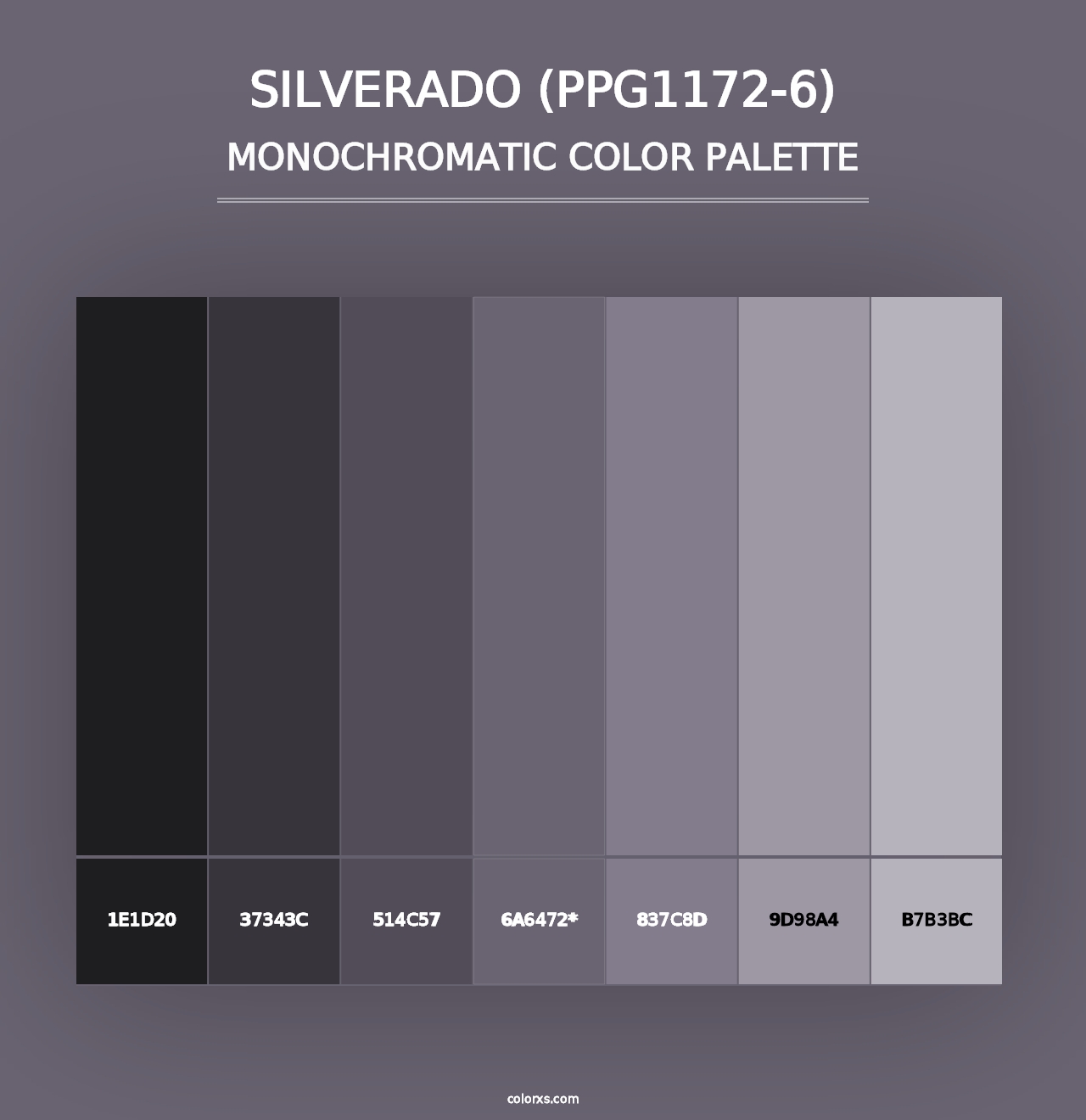 Silverado (PPG1172-6) - Monochromatic Color Palette