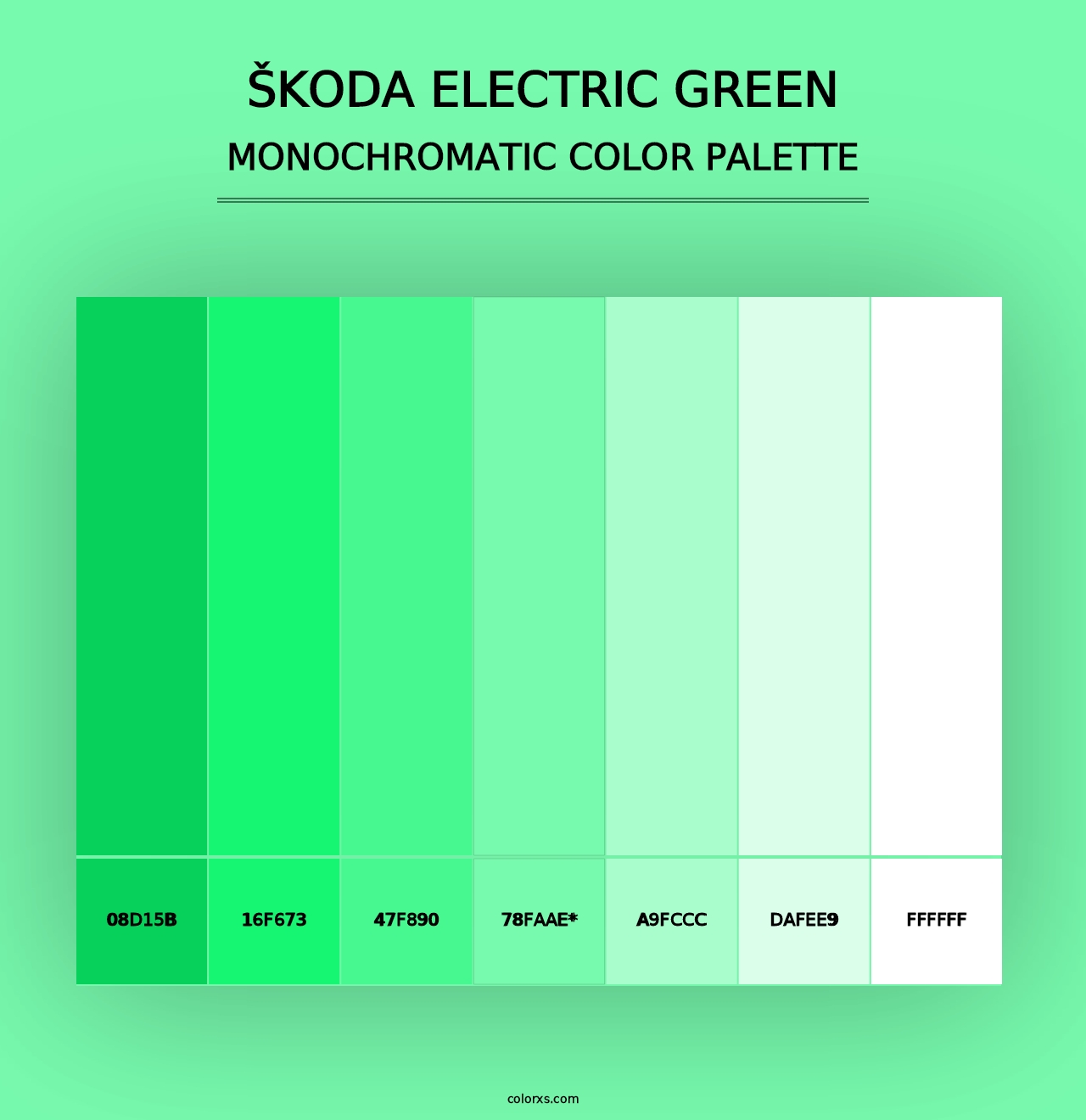 Škoda Electric Green - Monochromatic Color Palette