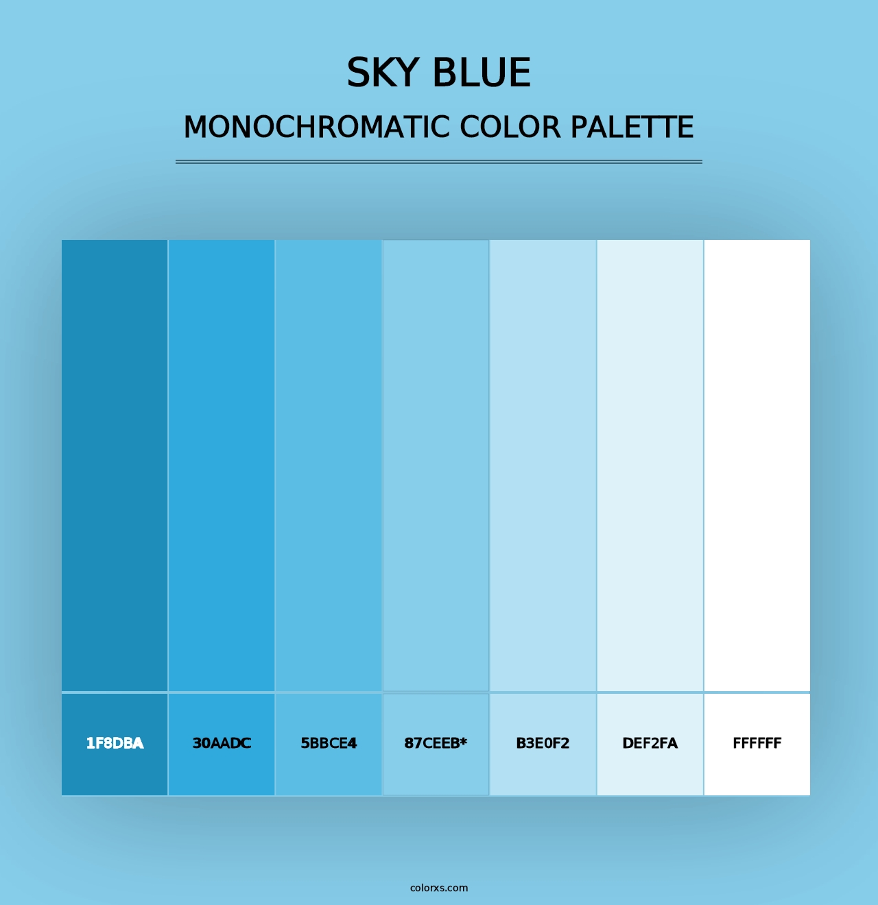 Sky blue - Monochromatic Color Palette