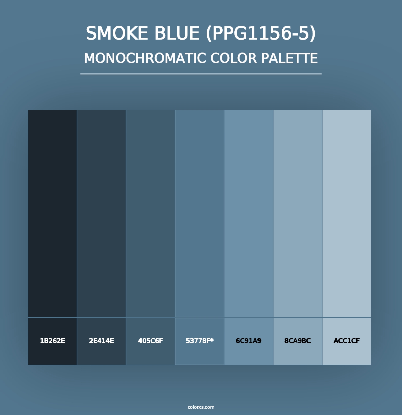 Smoke Blue (PPG1156-5) - Monochromatic Color Palette