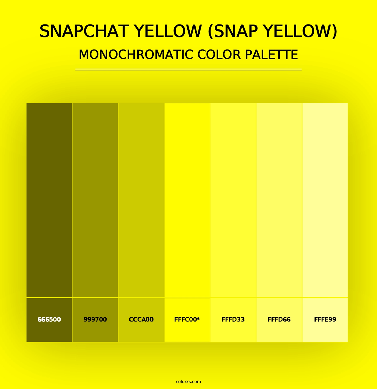 Snapchat Yellow (Snap Yellow) - Monochromatic Color Palette