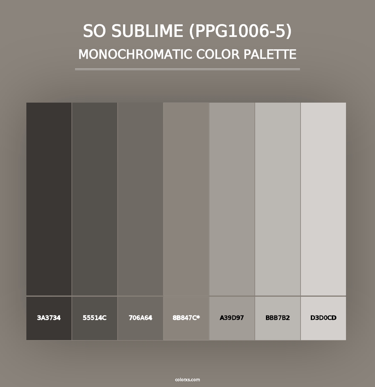 So Sublime (PPG1006-5) - Monochromatic Color Palette