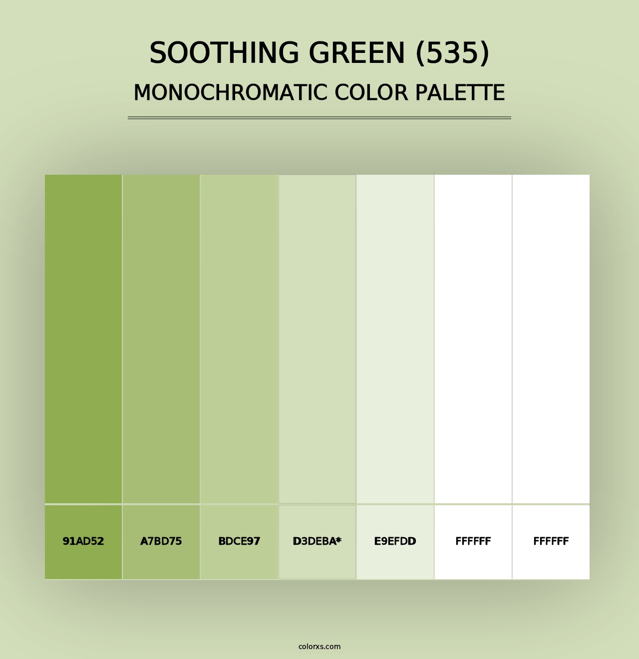 Soothing Green (535) - Monochromatic Color Palette