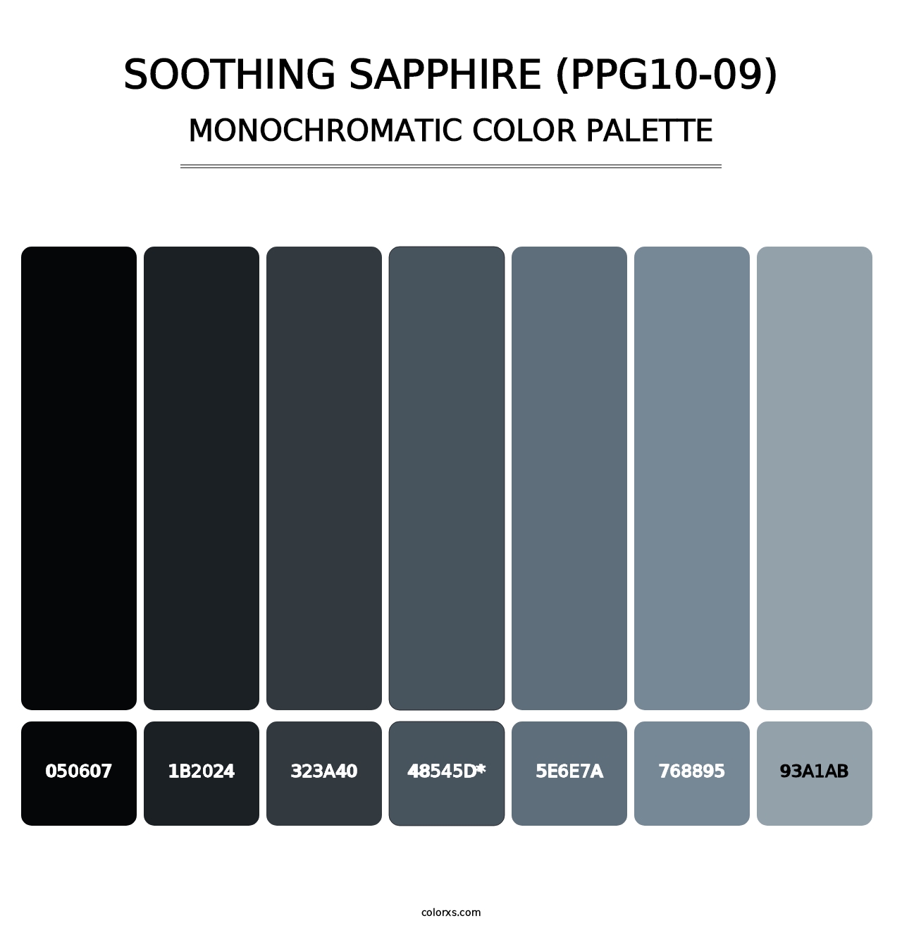 Soothing Sapphire (PPG10-09) - Monochromatic Color Palette