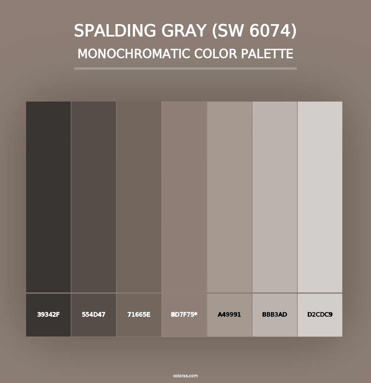 Spalding Gray (SW 6074) - Monochromatic Color Palette