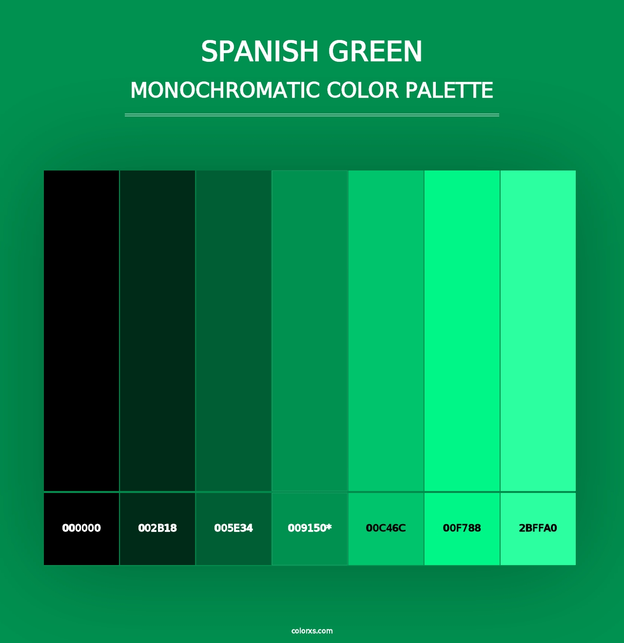 Spanish Green - Monochromatic Color Palette