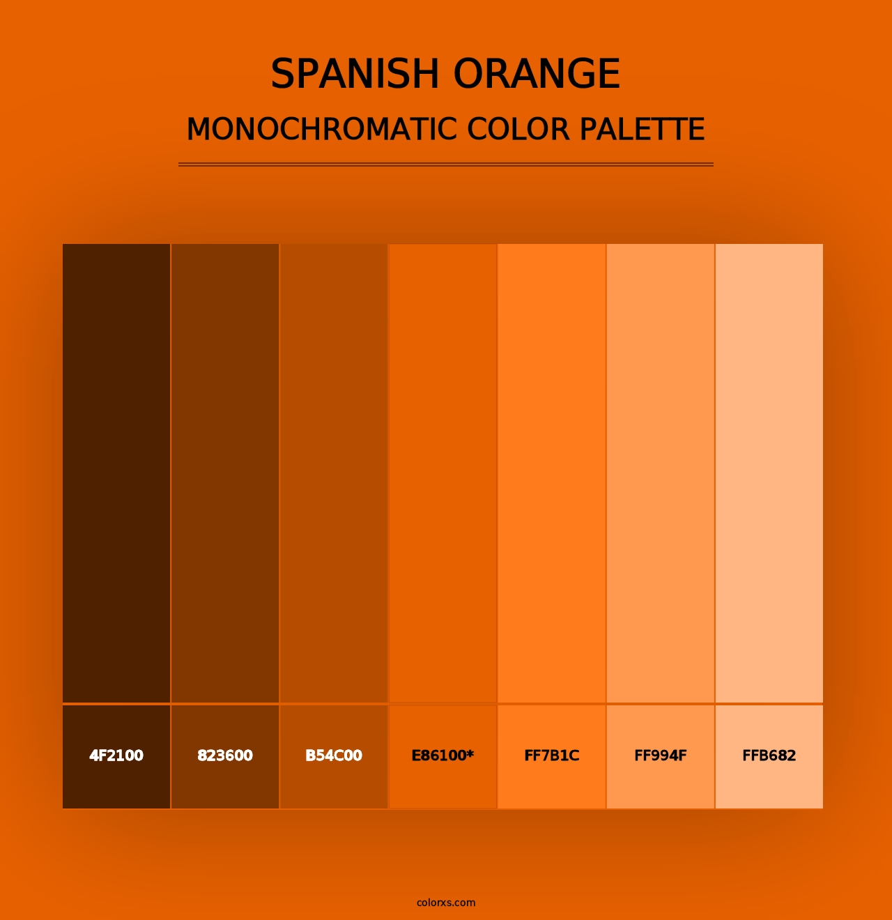 Spanish Orange - Monochromatic Color Palette