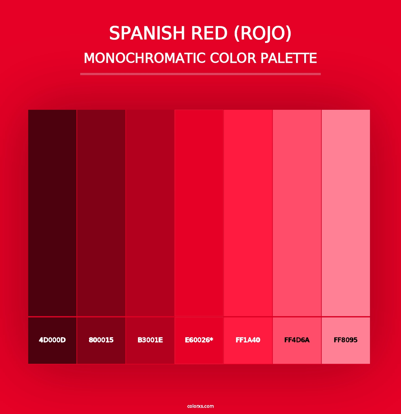 Spanish Red (Rojo) - Monochromatic Color Palette