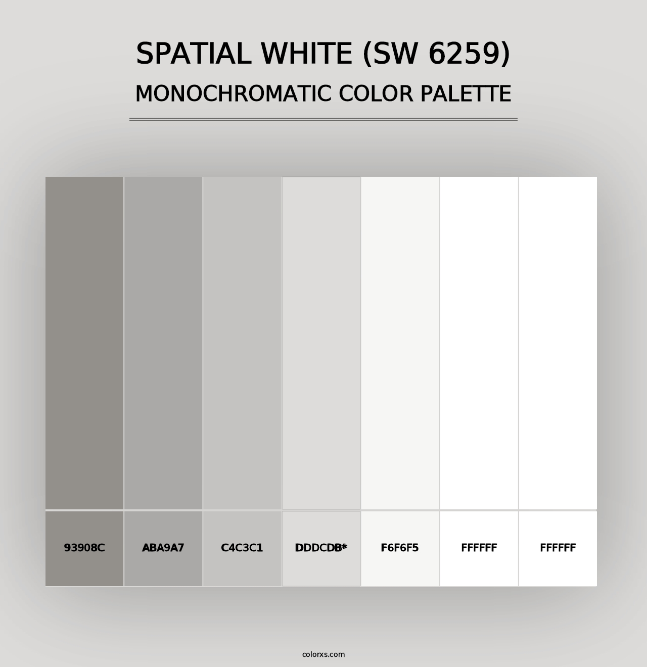 Spatial White (SW 6259) - Monochromatic Color Palette