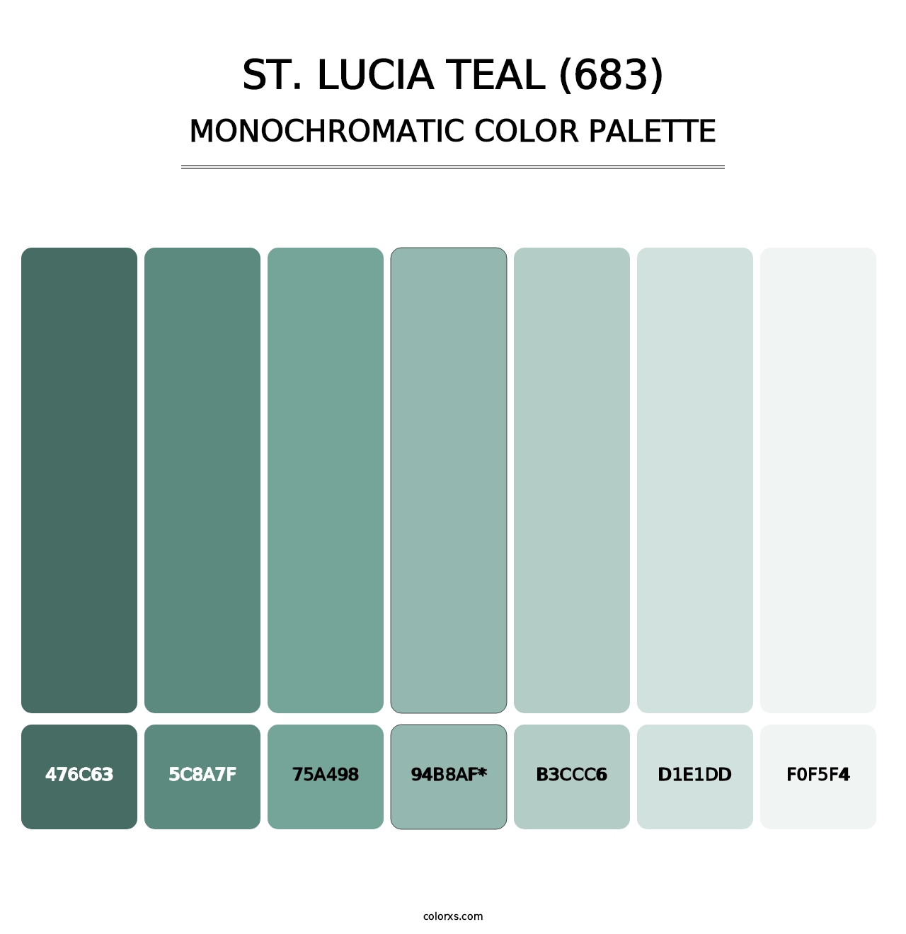 St. Lucia Teal (683) - Monochromatic Color Palette