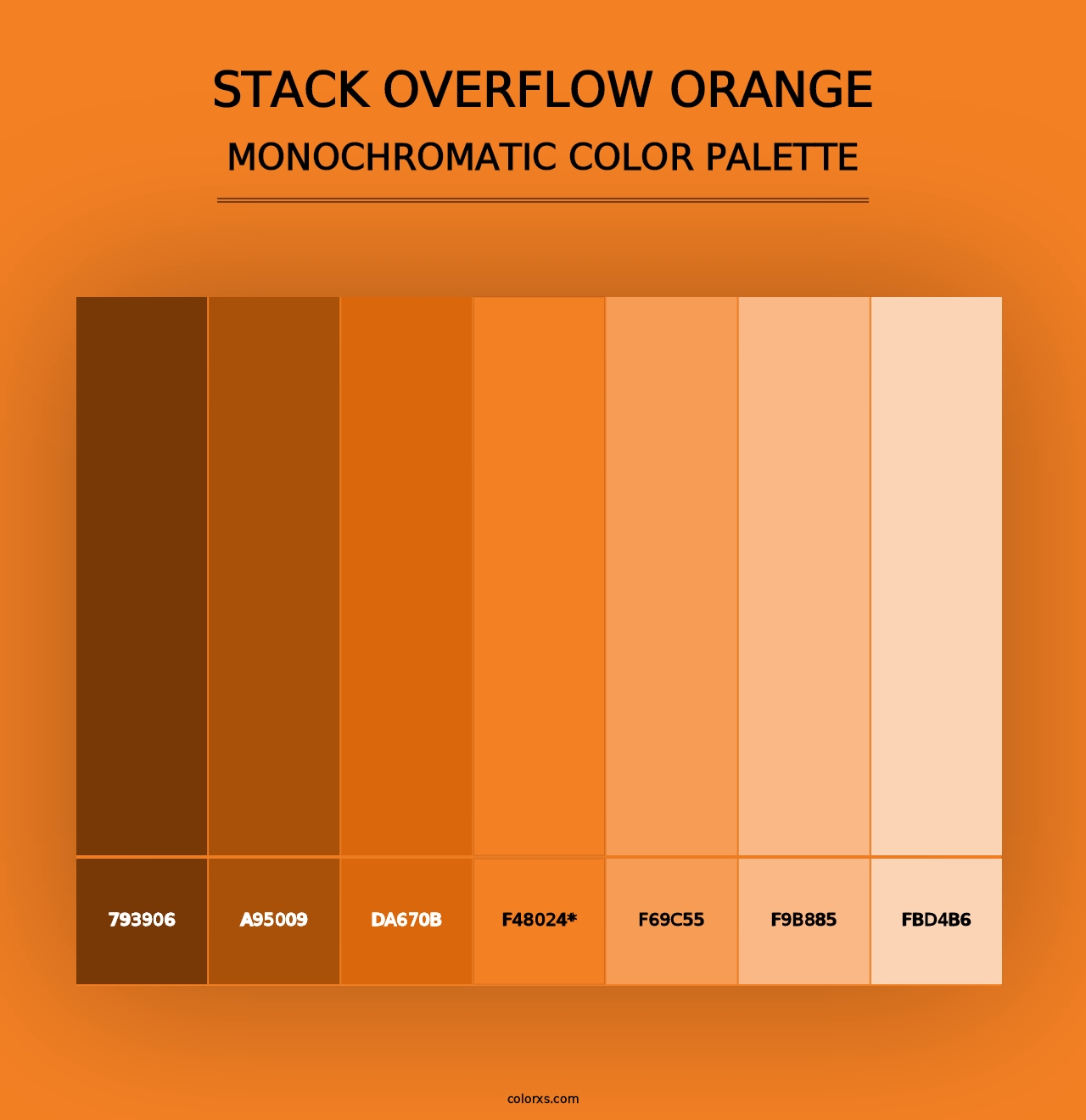 Stack Overflow Orange - Monochromatic Color Palette