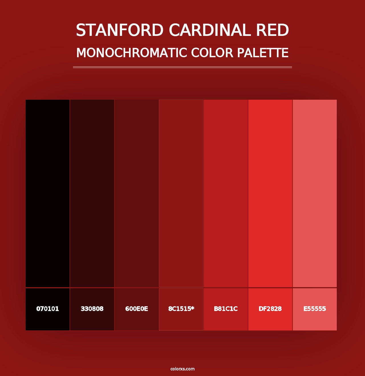 Stanford Cardinal Red - Monochromatic Color Palette