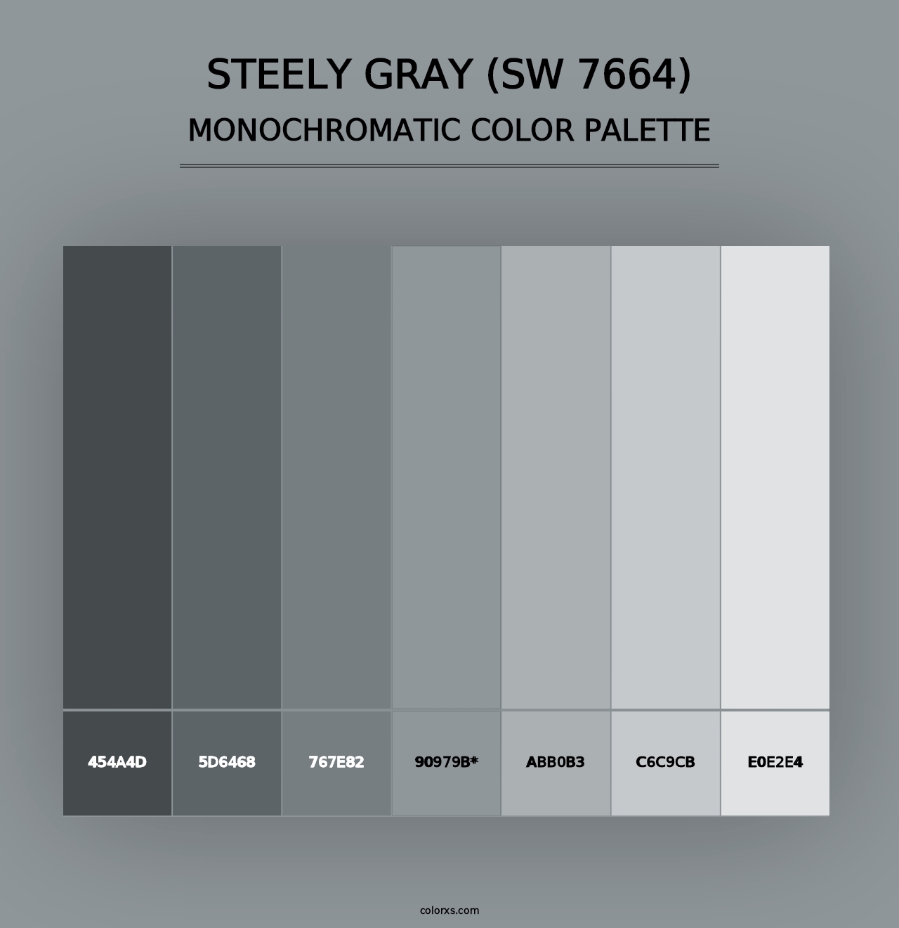 Steely Gray (SW 7664) - Monochromatic Color Palette