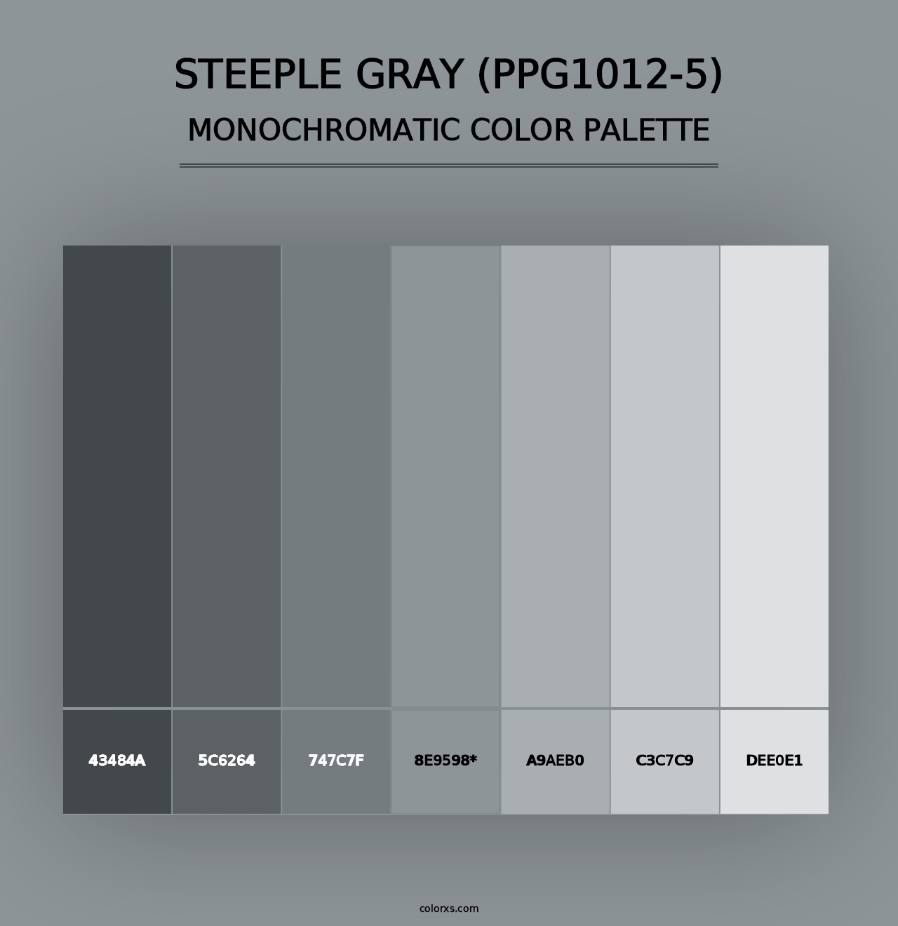 Steeple Gray (PPG1012-5) - Monochromatic Color Palette