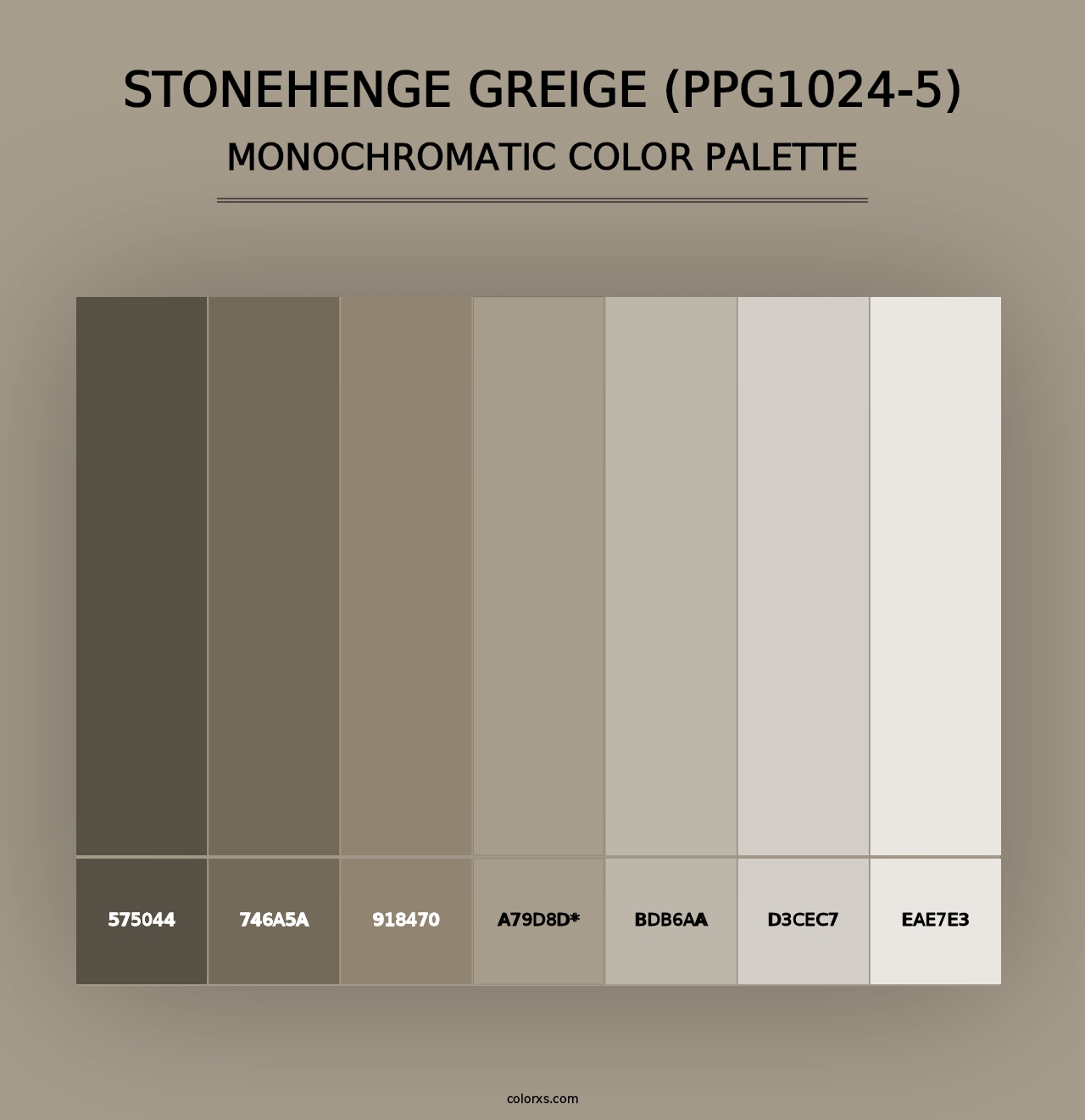 Stonehenge Greige (PPG1024-5) - Monochromatic Color Palette