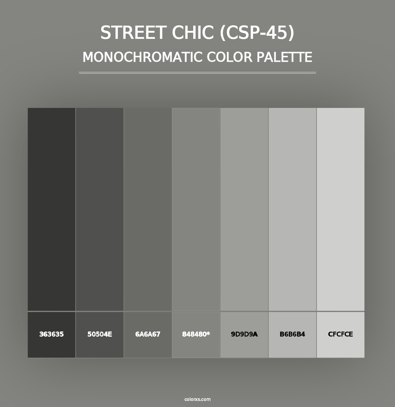 Street Chic (CSP-45) - Monochromatic Color Palette