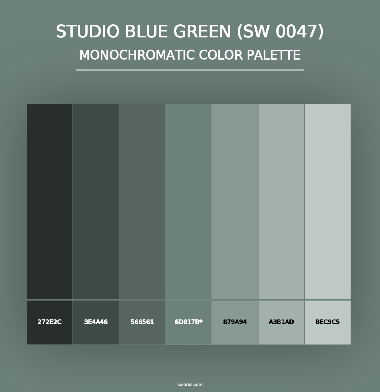 Studio Blue Green (SW 0047) - Monochromatic Color Palette