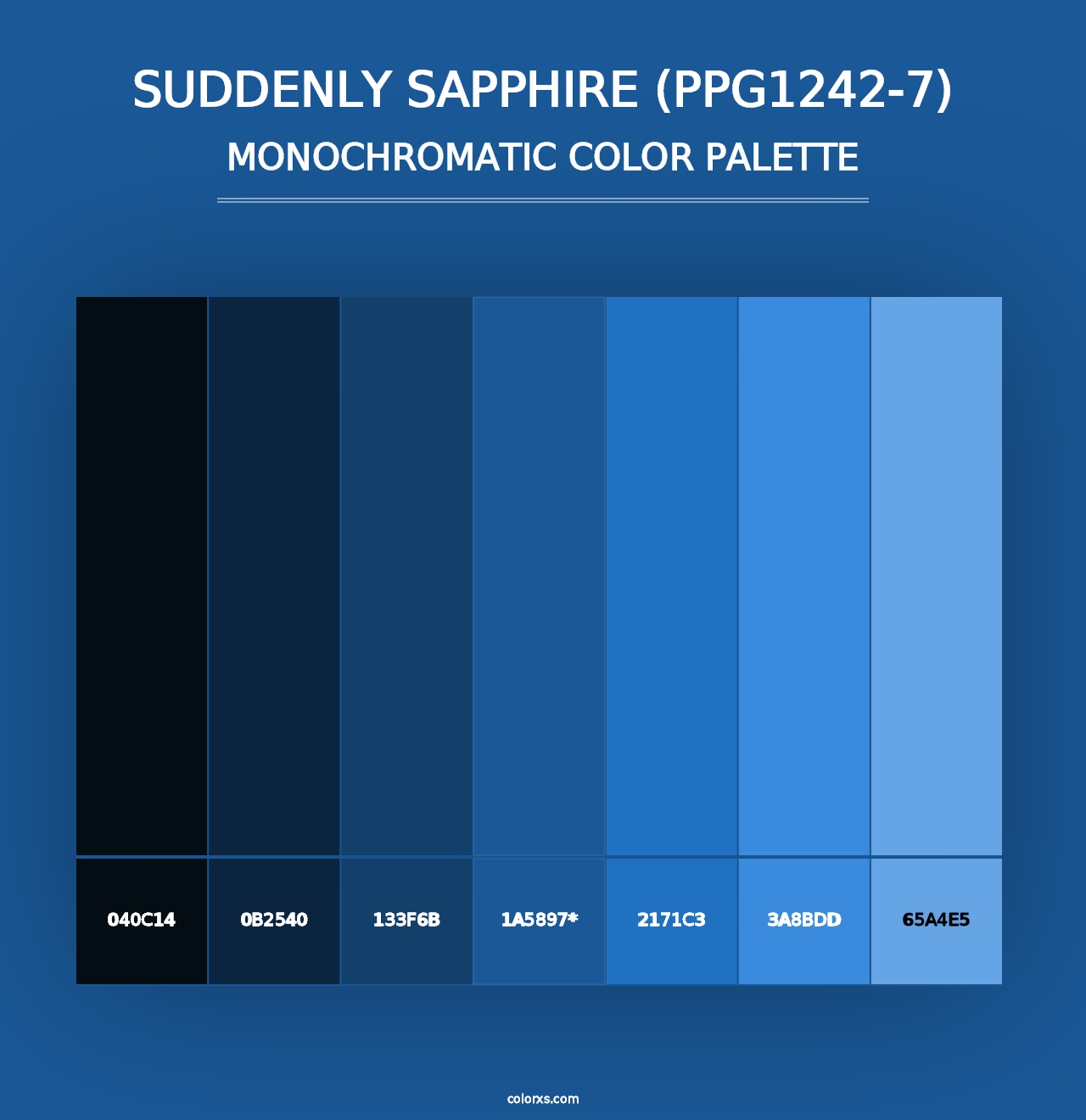 Suddenly Sapphire (PPG1242-7) - Monochromatic Color Palette