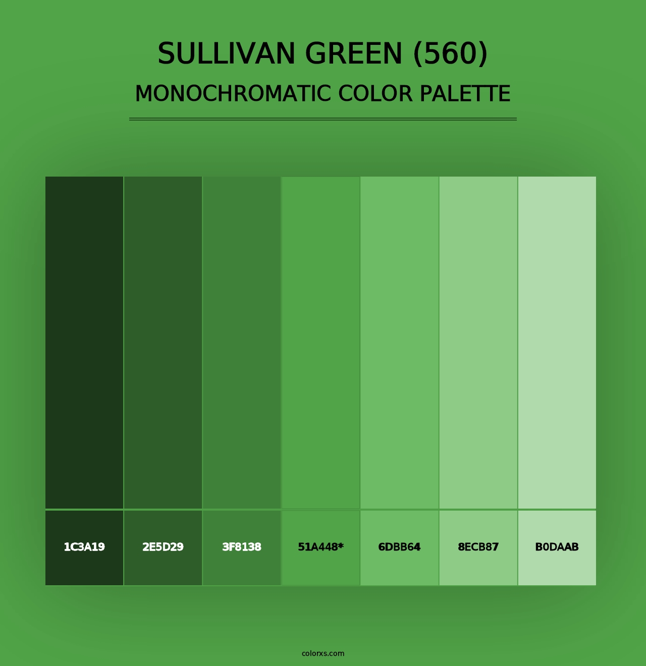 Sullivan Green (560) - Monochromatic Color Palette