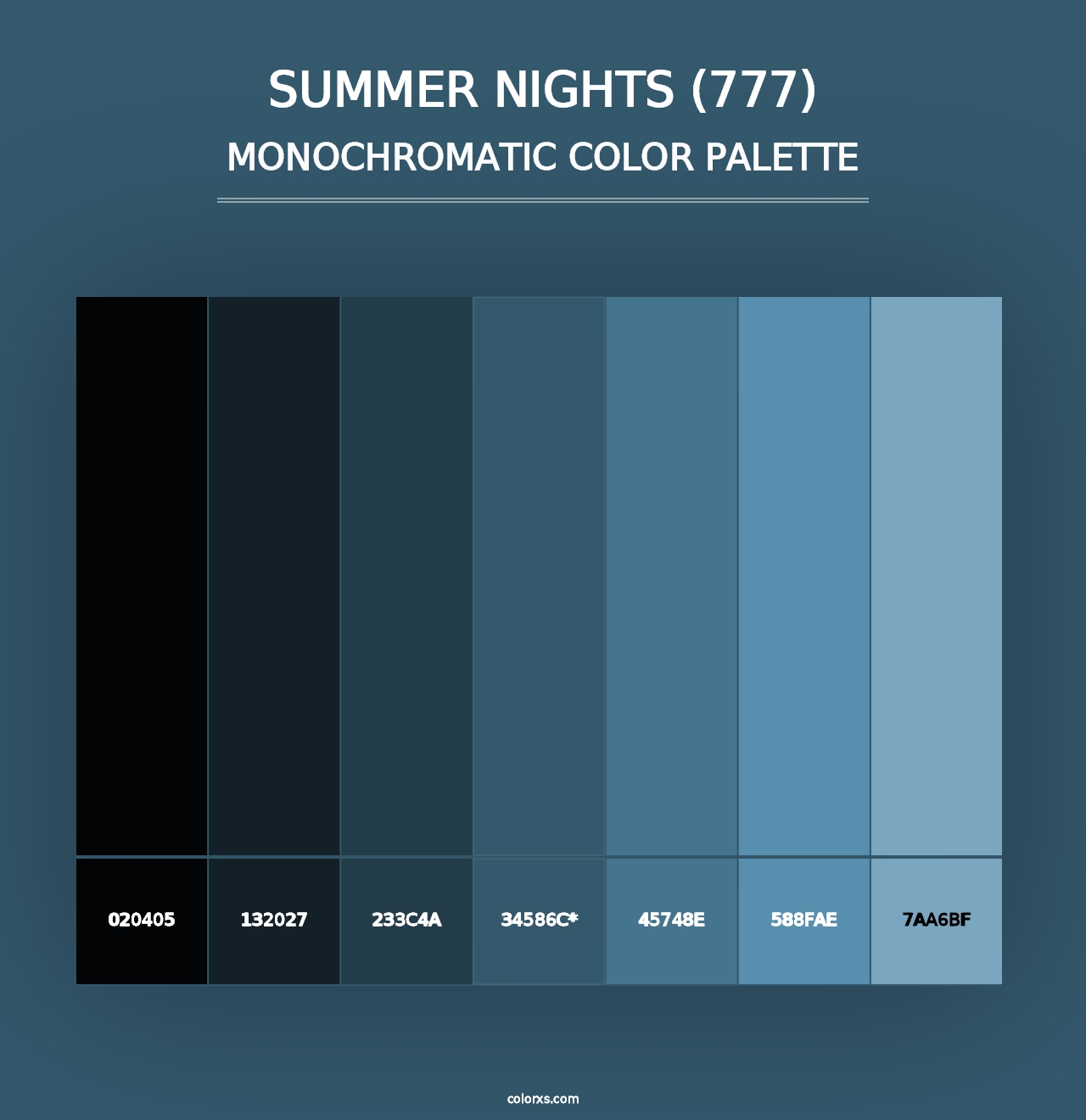 Summer Nights (777) - Monochromatic Color Palette