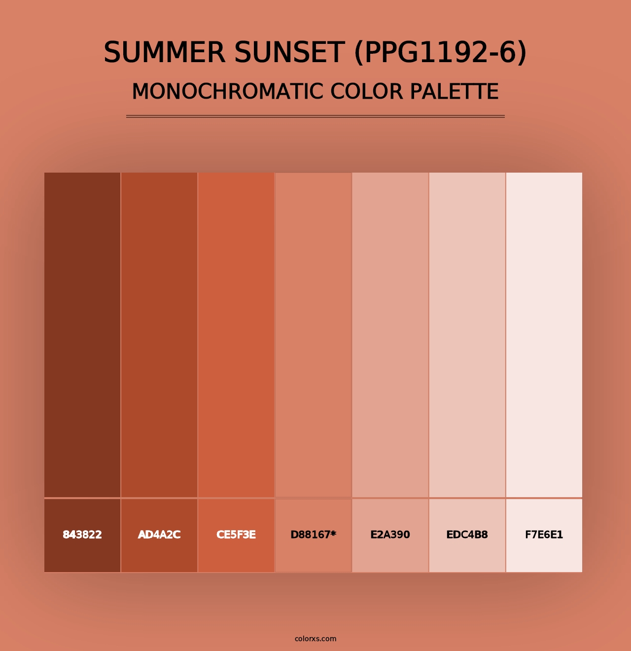 Summer Sunset (PPG1192-6) - Monochromatic Color Palette