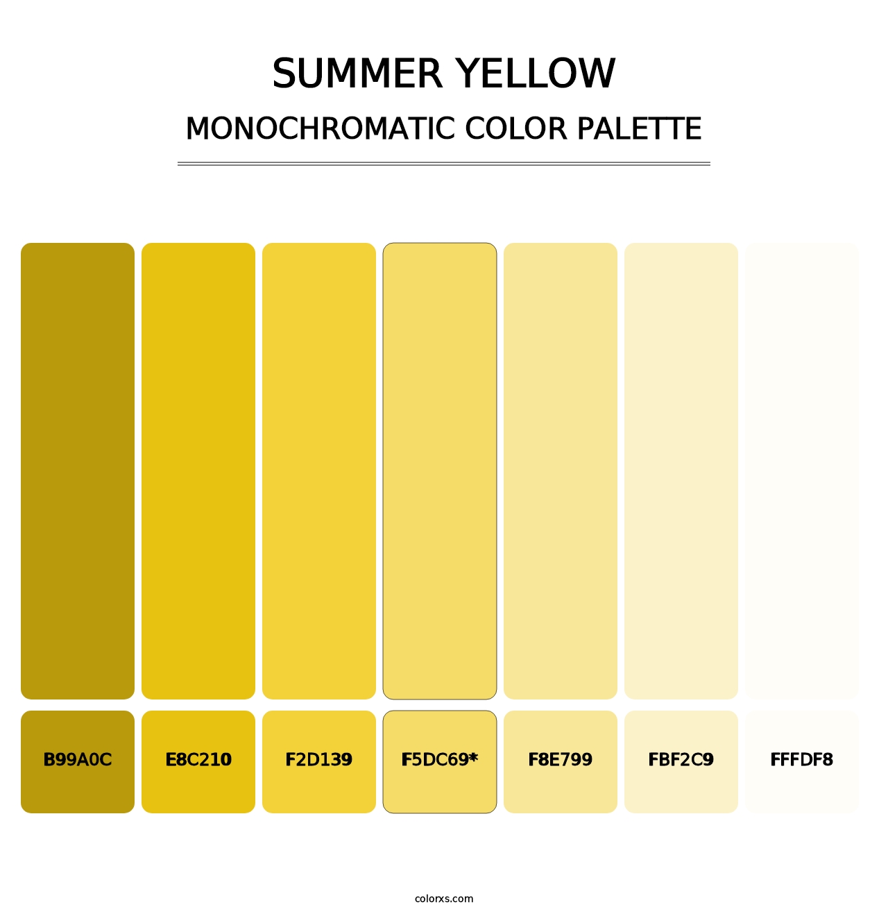 Summer Yellow - Monochromatic Color Palette