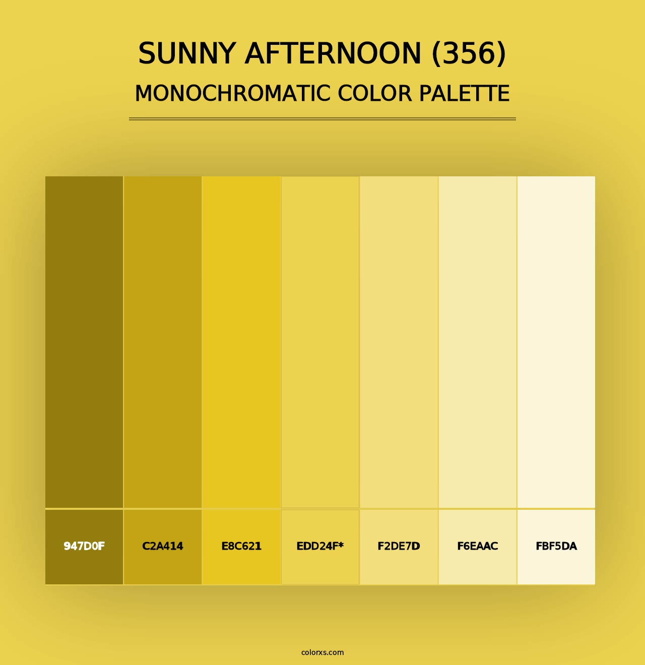 Sunny Afternoon (356) - Monochromatic Color Palette