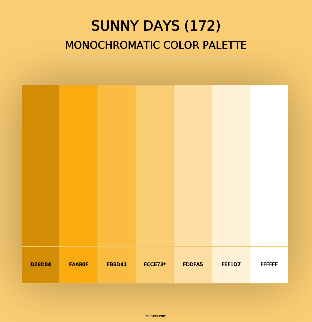 Sunny Days (172) - Monochromatic Color Palette