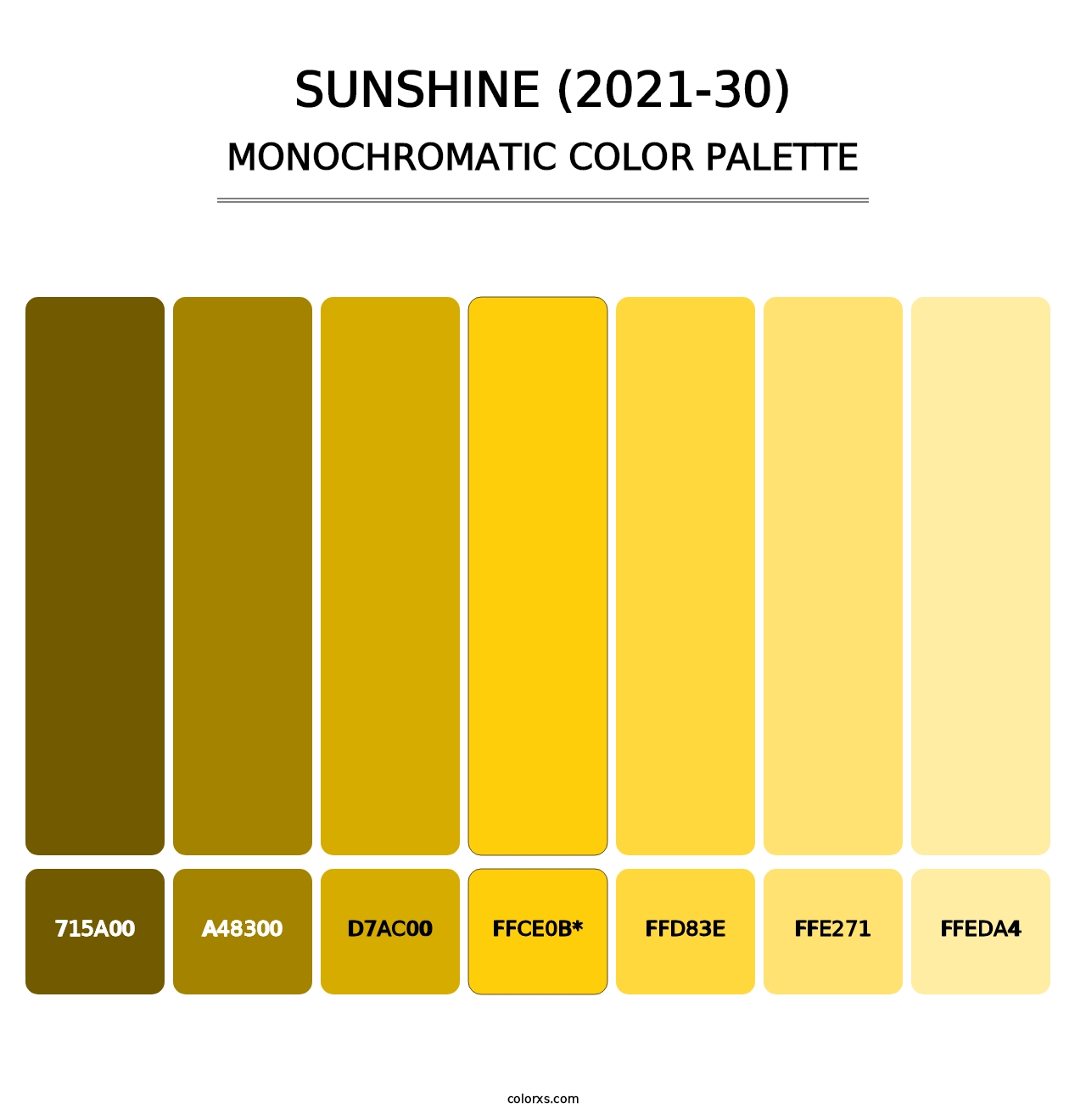 Sunshine (2021-30) - Monochromatic Color Palette