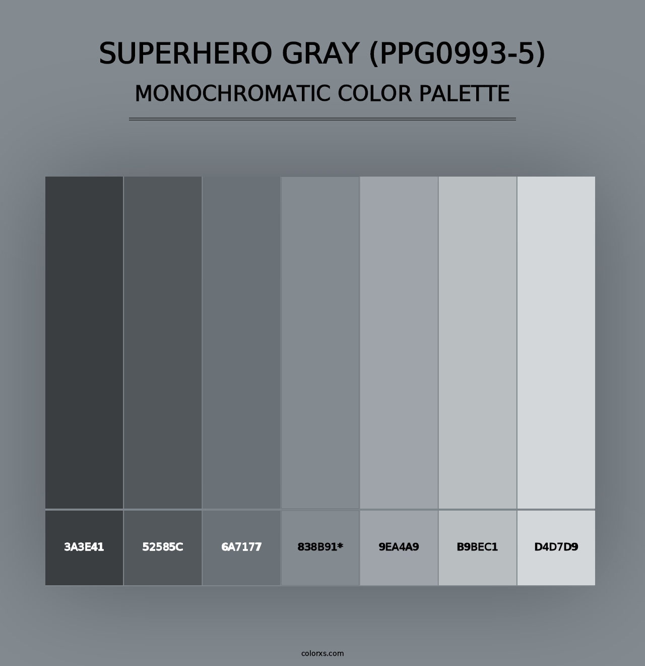 Superhero Gray (PPG0993-5) - Monochromatic Color Palette