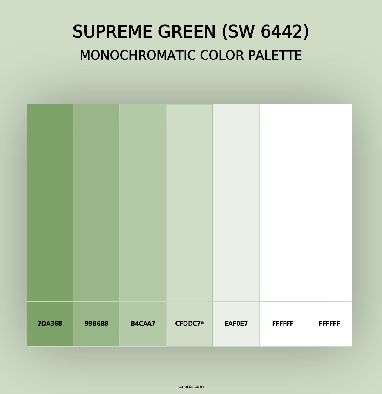 Supreme Green (SW 6442) - Monochromatic Color Palette