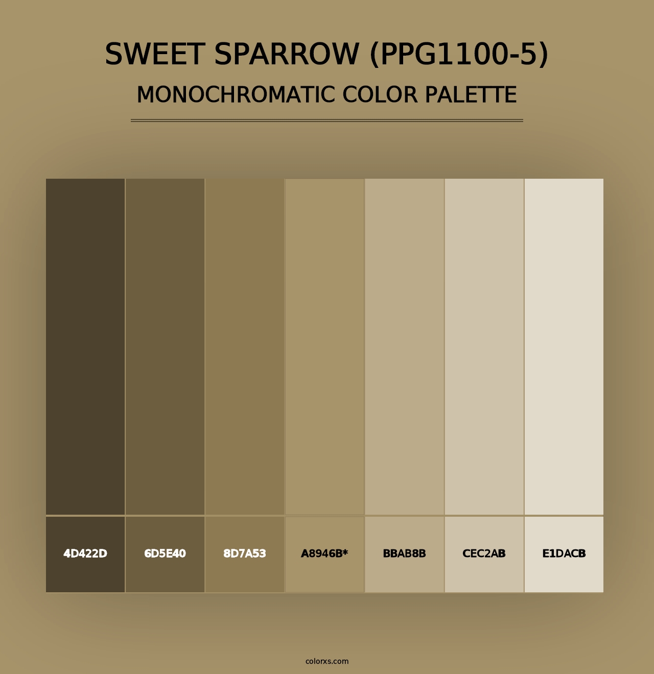 Sweet Sparrow (PPG1100-5) - Monochromatic Color Palette