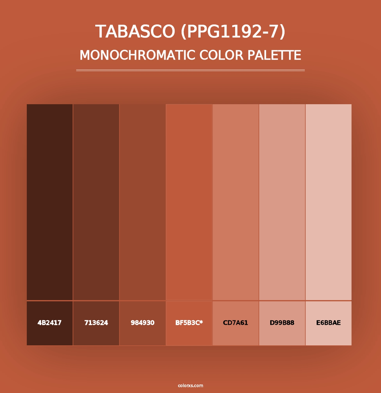 Tabasco (PPG1192-7) - Monochromatic Color Palette