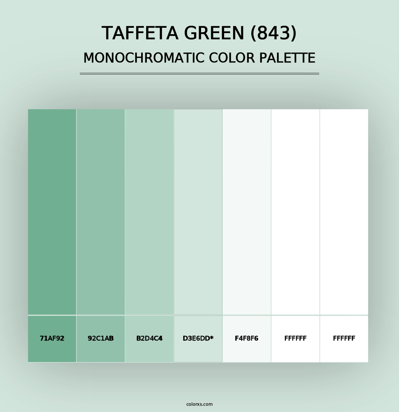 Taffeta Green (843) - Monochromatic Color Palette